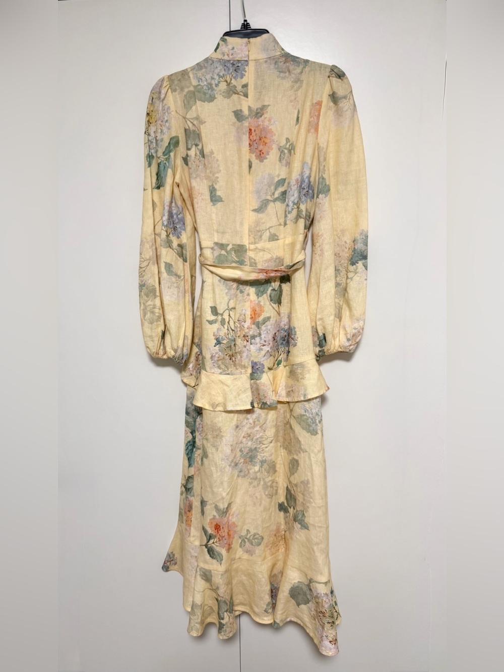 Zimmermann Illuminate Peplum Linen Midi Dress Lemon Hydrangea - AU2/US8 - NWOT - Picture 9 of 16
